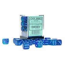 Gemini Blue-Blue/light blue 12mm d6 Dice Block (36 Dice)