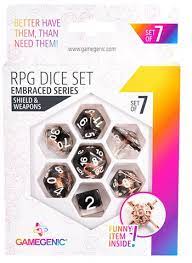 Embraced Series: Shield And Weapons: RPG Dice Set (7pcs)