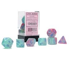 Polyhedral 7-Die Set: Gemini: Gel Green-Pink/Blue