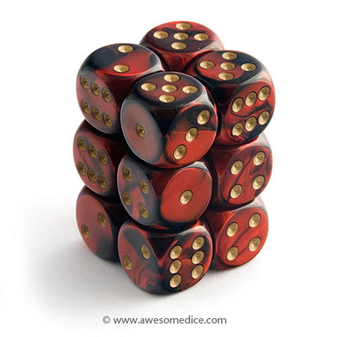 Gemini Red-Black 12d6 Dice Set