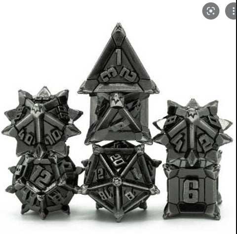 Ancient Silver Flail RPG Metal Dice Set