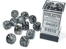 Borealis® 16mm d6 Light Smoke/silver Luminary™ Dice Block™ (12 dice)