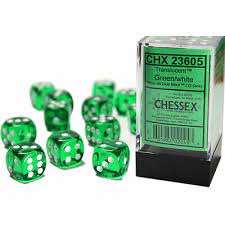 Translucent Green/White  Dice Block