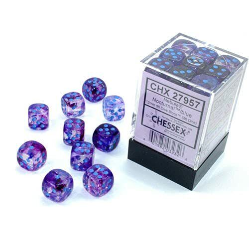 12MM D6 DICE CUBE NEBULA NOCTURNAL/BLUE